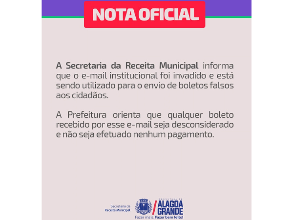 NOTA OFICIAL DE ALERTA
